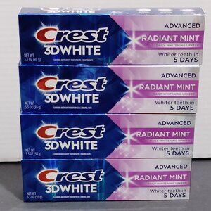 4 Crest 3D White Advanced Teeth Whitening Toothpaste - Radiant Mint - 3.3oz each
